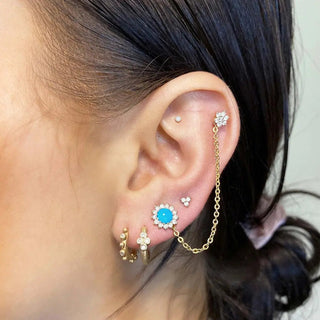 Diamond flat back earring 1.5mm bezel 14k yellow - 14k gold