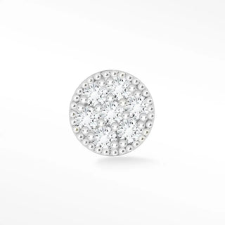Diamond flat back earring glazed donut 14k white - 14k gold