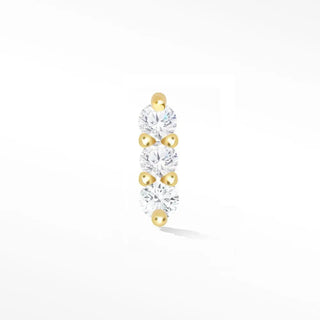 Diamond flat back earring small 3 scones 14k yellow - 14k gold