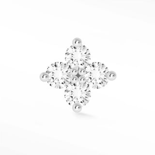 Diamond flat back earring small clover 14k white - 14k gold