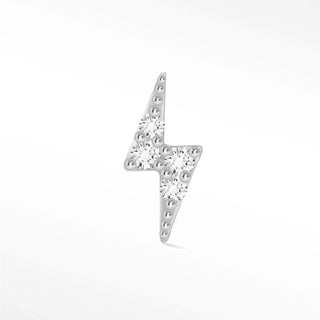 Diamond flat back earring small lightning bolt 14k white - 14k gold