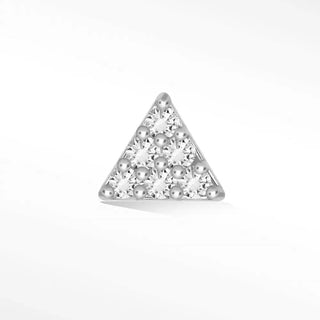 Diamond flat back earring small pyramid 14k white - 14k gold