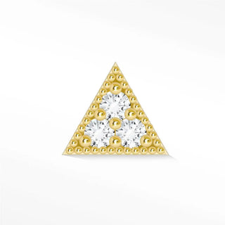 Diamond flat back earring small pyramid 14k yellow - 14k gold