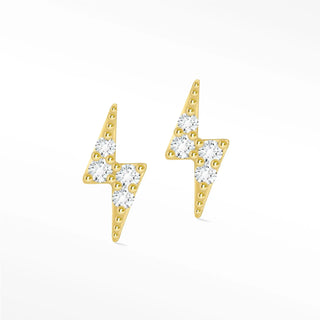 Diamond Stud Earrings Lightning Bolt 14k Yellow  Studs