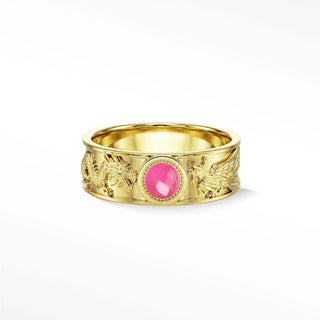 Dragon Phoenix Ruby Ring 14K Gold – Natural Ruby Ring, Bold Design