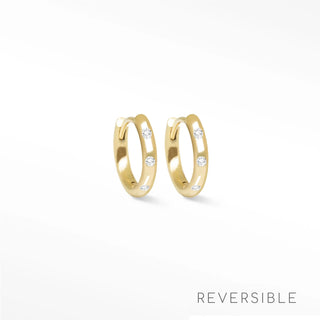 Ellie Diamond 14k Yellow Gold Reversible Huggies 13mm [product_metal] [product_color]  - Nina Wynn