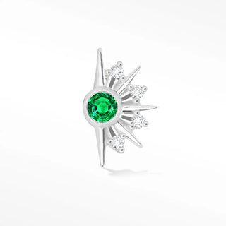 Natural emerald flat back earring demi urchin 14k white - 14k gold