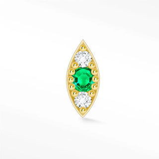 Emerald Flat Back Earring Evil Eye 14k Yellow - Nina Wynn