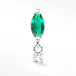 Emerald flat back earring movement 14k white - 14k gold