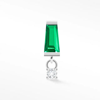 Natural emerald flat back earring tapered baguette 14k white - 14k gold