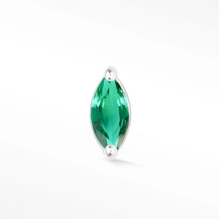 Emerald Flat Back Earring Wildling Solo 14k White - Nina Wynn