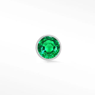 Natural emerald flat back earrings 2mm bezel 14k white - 14k gold