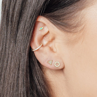 Evil Eye Earrings Turquoise | 14K Yellow Gold Flat Back  Flat Back