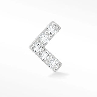 Flat back earring arrow diamond 14k white gold - 14k