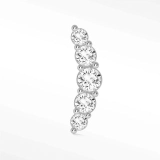 Flat back earring diamond croissant pave large 14k white - 14k gold