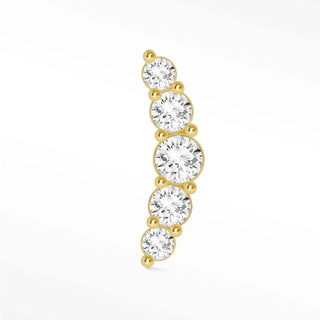 Flat back earring diamond croissant pave large 14k yellow - 14k gold
