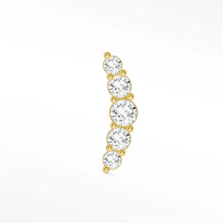 Flat Back Earring Diamond Croissant Pave Med 14k Yellow  Stud