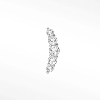 Flat back earring diamond croissant pave small 14k white - 14k gold