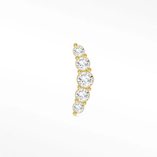 Flat back earring diamond croissant pave small 14k yellow - 14k gold