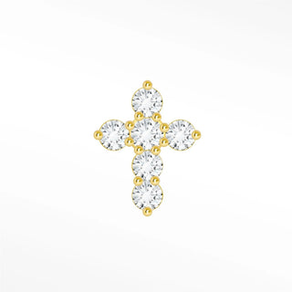 Flat back earring diamond cross small 14k yellow - 14k gold