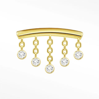 Flat back earring diamond hidden helix dangle 14k yellow - 14k gold