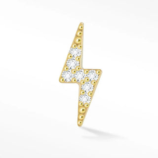 Flat back earring diamond lightning bolt 14k yellow gold