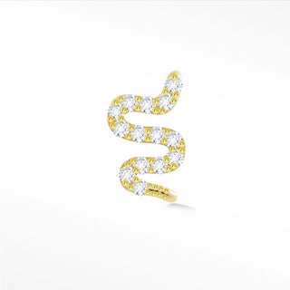 Flat back earring diamond small snake 14k yellow - 14k gold