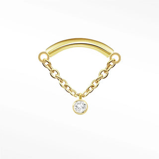 Flat back earring hidden helix dangle diamond bezel 14k yellow gold - 14k