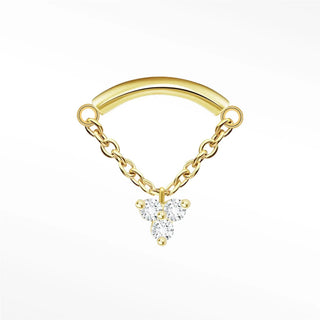 Flat back earring hidden helix dangle diamond trinity 14k yellow gold - 14k