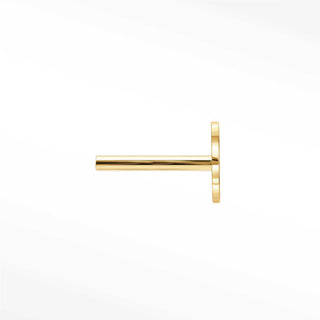 Gold-colored minimalist labret 14k gold 18g t-bar nose stud earring with sleek metallic finish