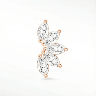 Flat Back Earrings Moissanite Small Lotus 14k Rose Gold  Flat Back