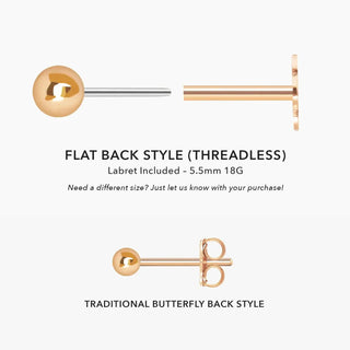 Flat Back Earrings Moissanite Wildling Solo 14K Rose Gold  Flat Back