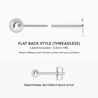 Flat Back Earrings Natural Aquamarine 2mm 14K White Gold  Flat Back