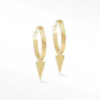 Gold-toned florentine dagger gold vermeil convertible earrings with textured woven hoops and dangling triangular pendants