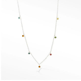 A forged multi tourmaline silver necklace by nina wynn featuring a delicate chain with colorful tourmaline gemstones