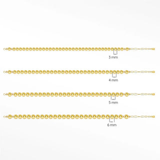 Nina Wynn yellow gold-filled Healing Bead permanent bracelets shown together in 3mm, 4mm, 5mm and 6mm bead sizes