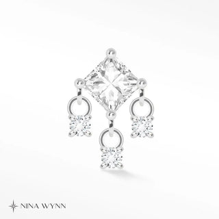 Moissanite flat back earring 14k white - 14k gold