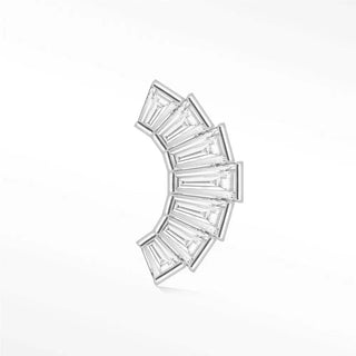 Flat back earring moissanite sunburst baguette climers med 14k white - 14k gold