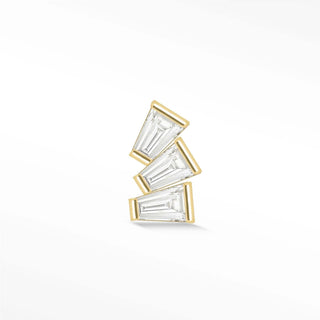 Moissanite flat back earring baguette 14k yellow - 14k gold / left