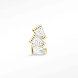 Moissanite flat back earring baguette 14k yellow - 14k gold / right