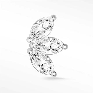 Moissanite flat back earring large baby lotus 14k white - 14k gold