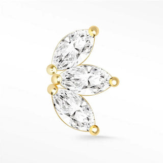 Moissanite flat back earring large baby lotus 14k yellow - 14k gold