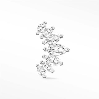 Moissanite flat back earring lotus 14k white - 14k gold