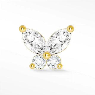 Moissanite flat back earring med butterly 14k yellow - 14k gold