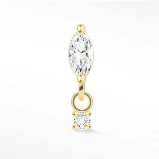 Moissanite flat back earring movement 14k yellow - 14k gold