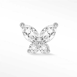 Moissanite flat back earring small butterly 14k white - 14k gold