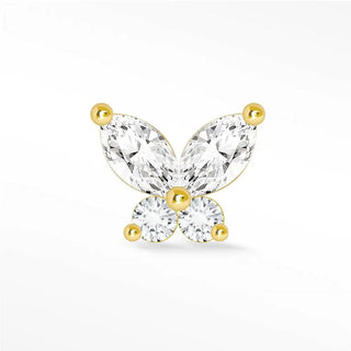 Moissanite flat back earring small butterly 14k yellow - 14k gold