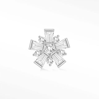 Moissanite flat back earring snow flower 14k white - 14k gold