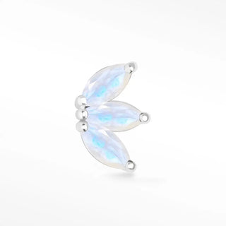 Baby Lotus Moonstone Flat Back Earring 14k White Gold - Nina Wynn