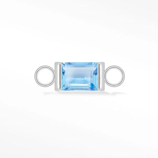 Permanent connectors baguette 5x3mm natural gemstone 14k white gold - 14k / aquamarine / single - unclassified